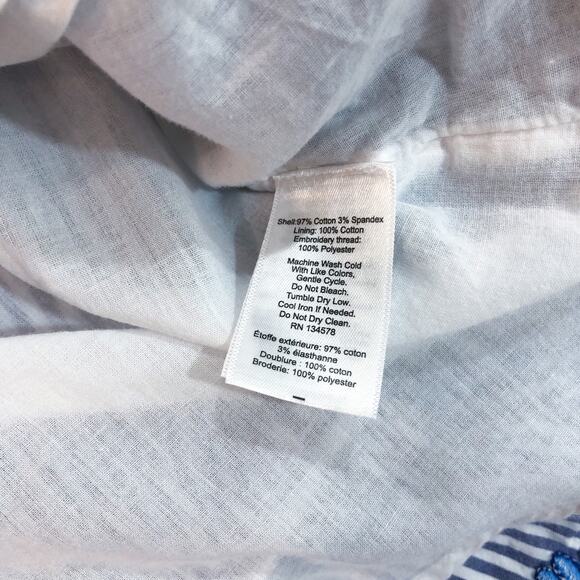 Vineyard Vines Sarah Striped Embroidered Swing Peplum Top - Picture 8 of 9